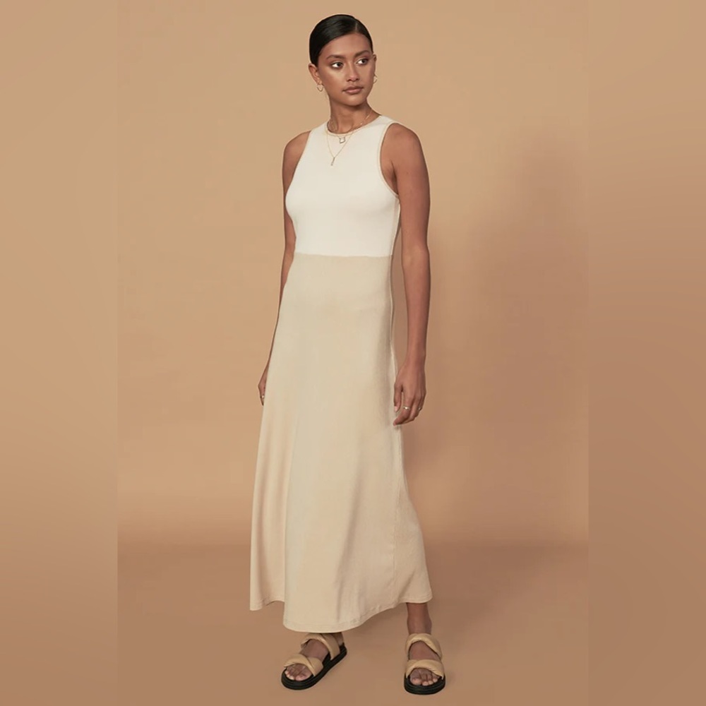 NEW Sancia Riordan Ribbed Color-Blocked Midi Dress